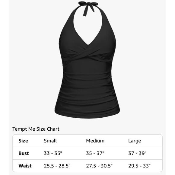 NWT Tempt Me Black Halter Twist Front Tummy Control Tankini Women's Size XL - Picture 6 of 6
